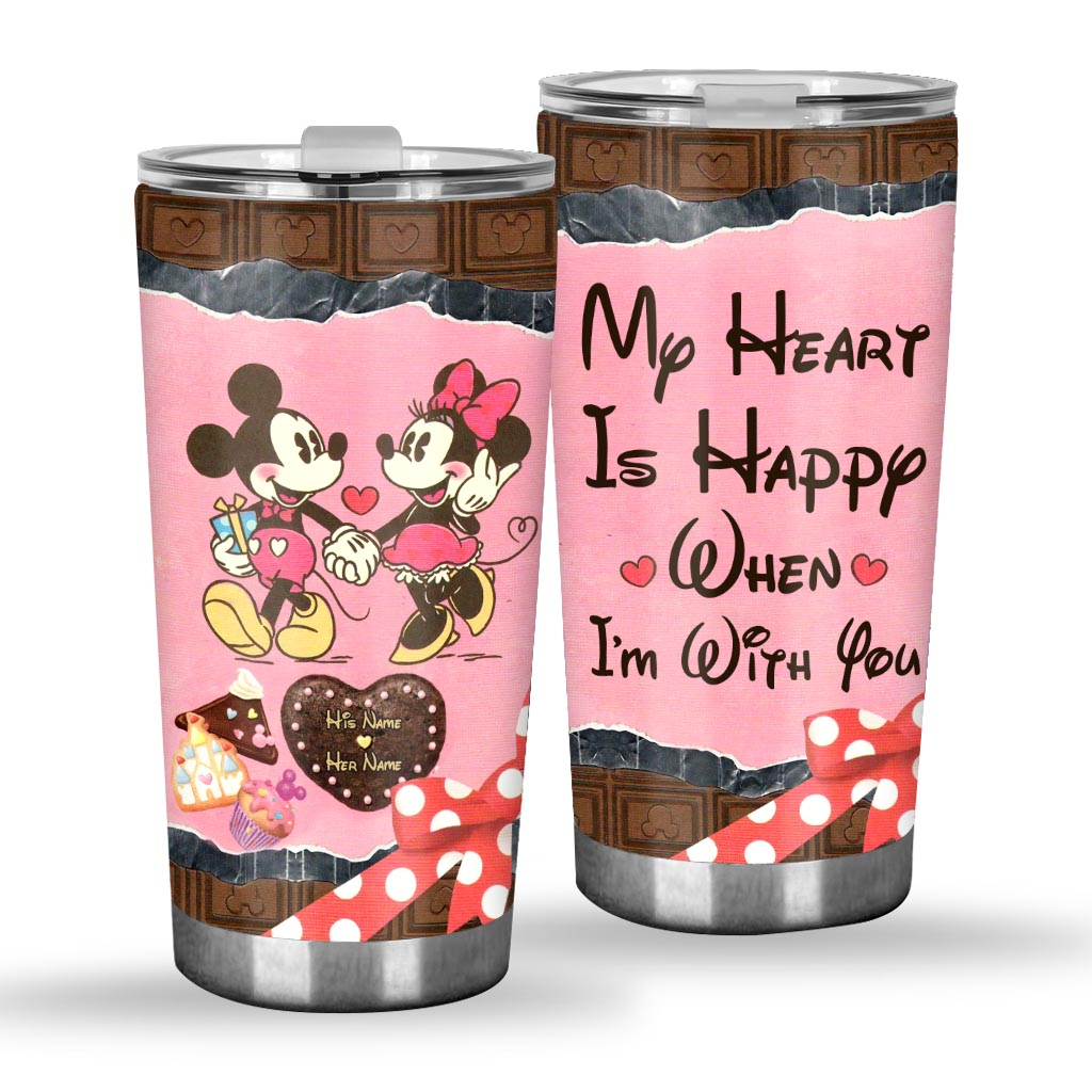 My Heart Is Happy - Personalized Couple Mouse Tumbler
