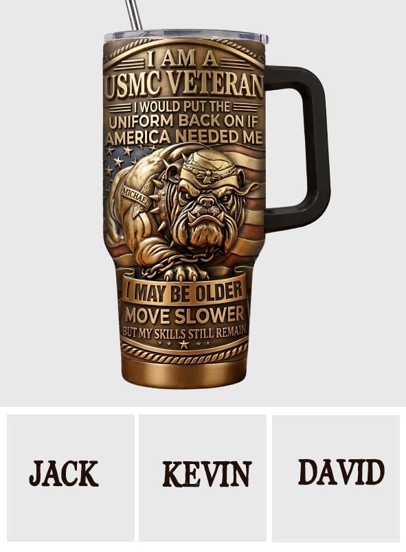 Semper Fidelis Bulldog - Personalized Veteran Tumbler With Handle