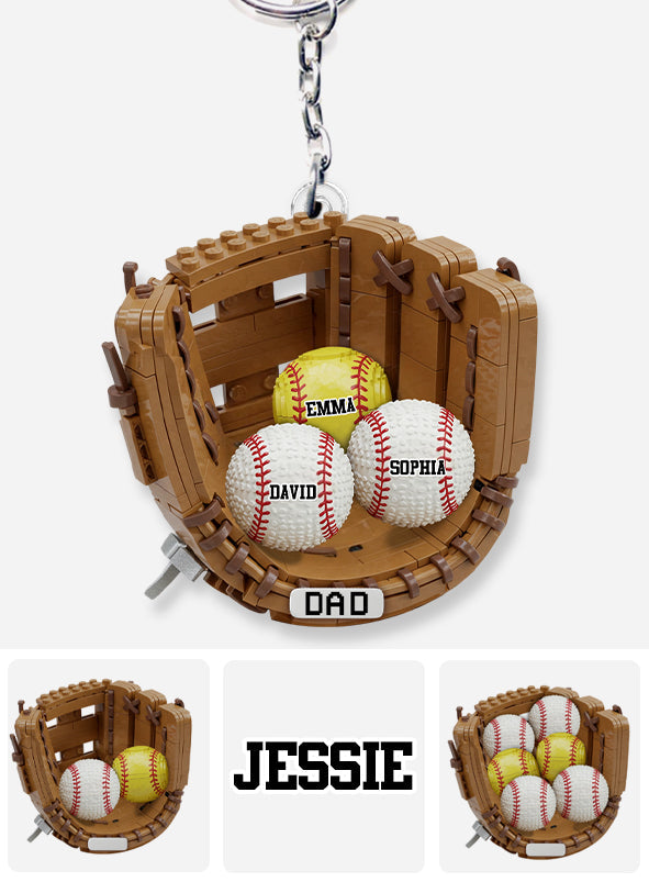 We Caught The Best Dad Baseball, Softball - Personalized Father Transparent Keychain