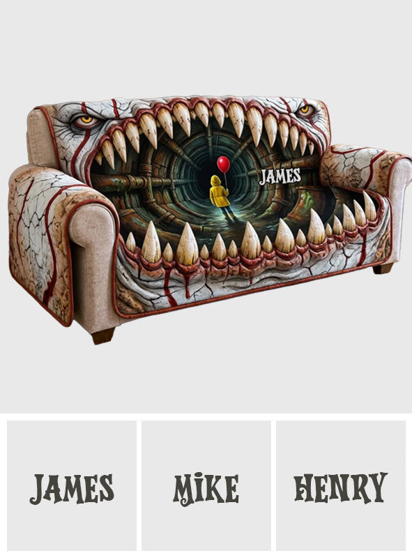 You'll Float Too - Personalized Horror Character Quilted Sofa/Couch Cover