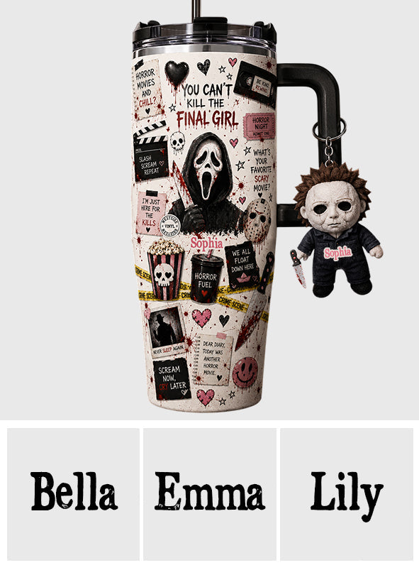 Horror Movie Fans - Personalized Horror Character Tumbler With Plush Charm