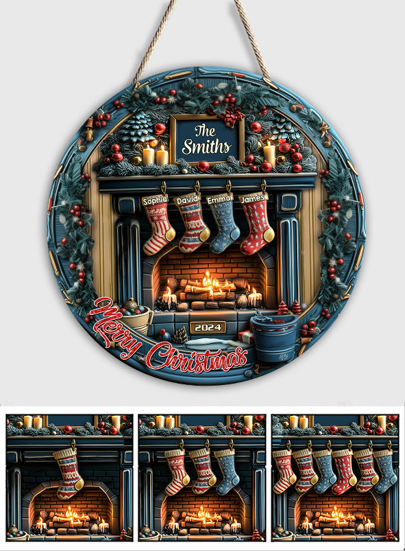 Merry Christmas - Personalized Family Custom Shaped Wood Sign
