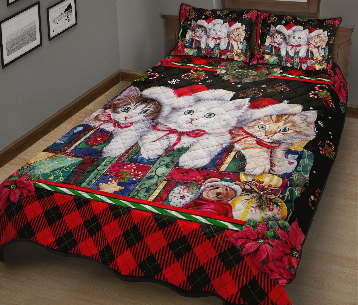 Merry Catmas Cat Quilt Set 0622