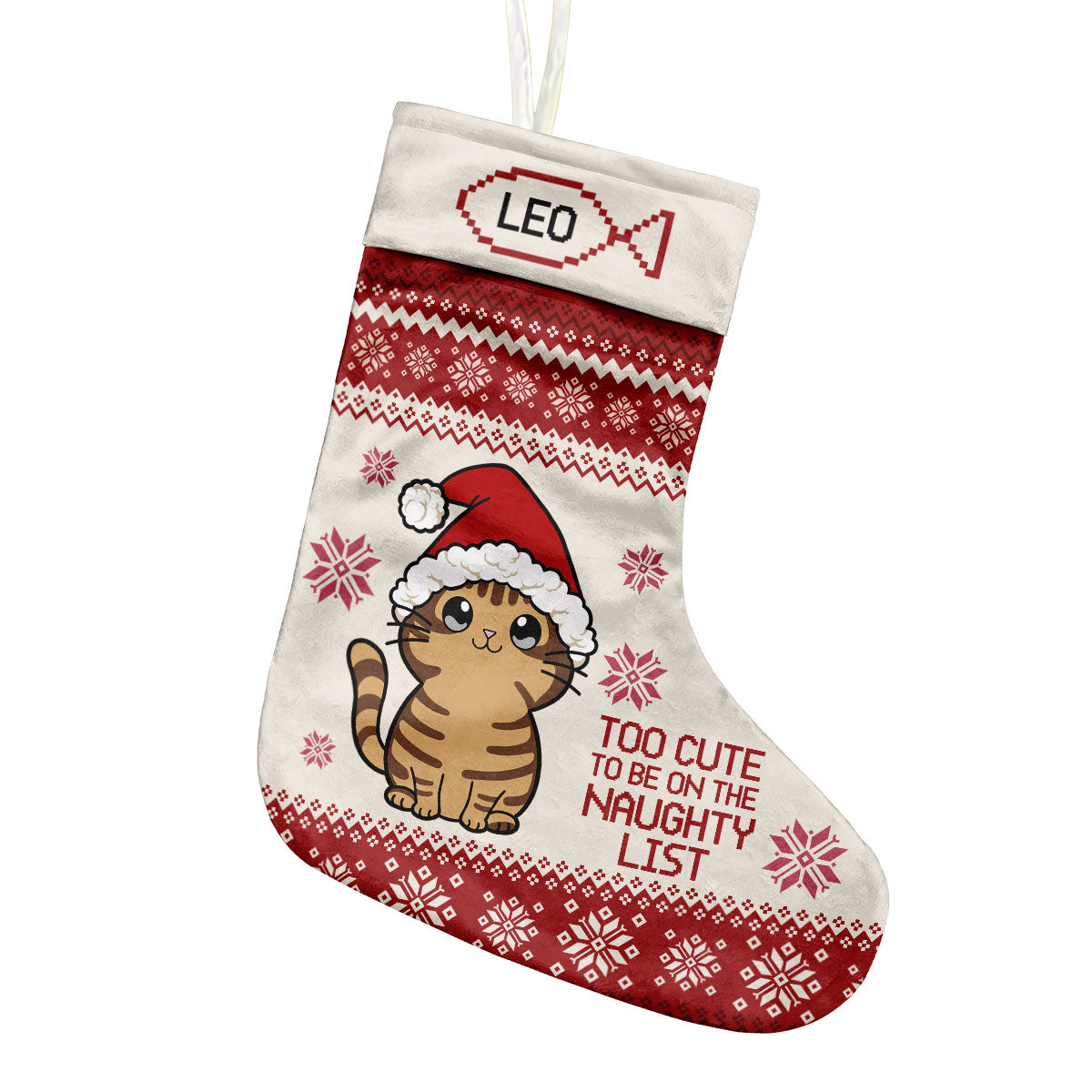 Too Cute To Be On The Naughty List - Personalized Cat Christmas Stockings