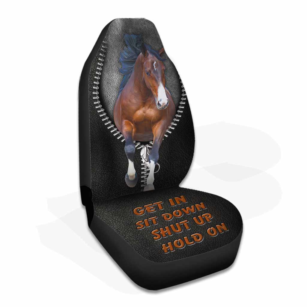 Get In Sit Down Shut Up Hold On - Horse Seat Covers With Leather Pattern Print