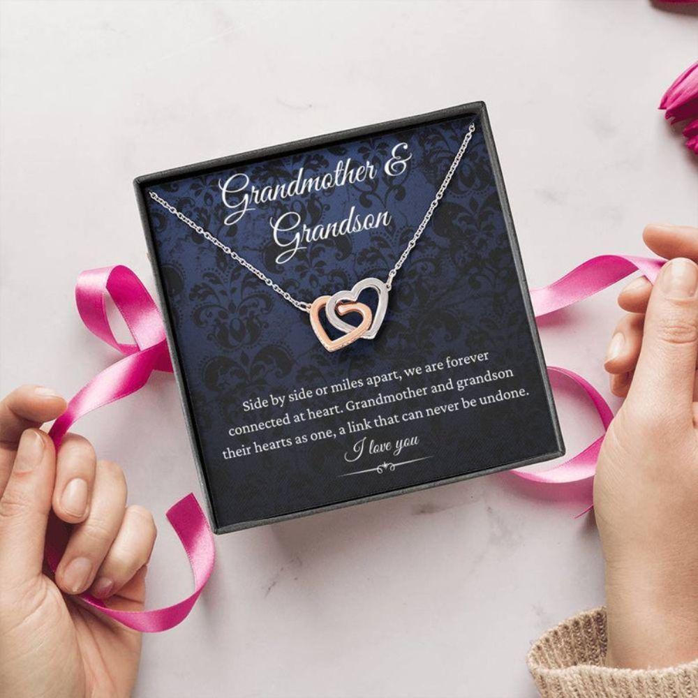 Grandmother & Grandson Gift For Grandma Gift For Grandson - Grandma Two Hearts Necklace 0921