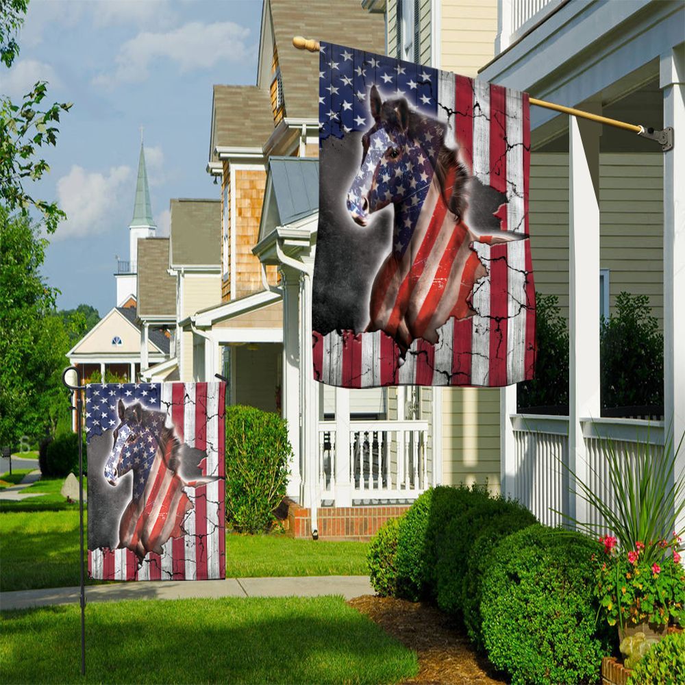 Horse Usa Flag Horse House Flag 0523