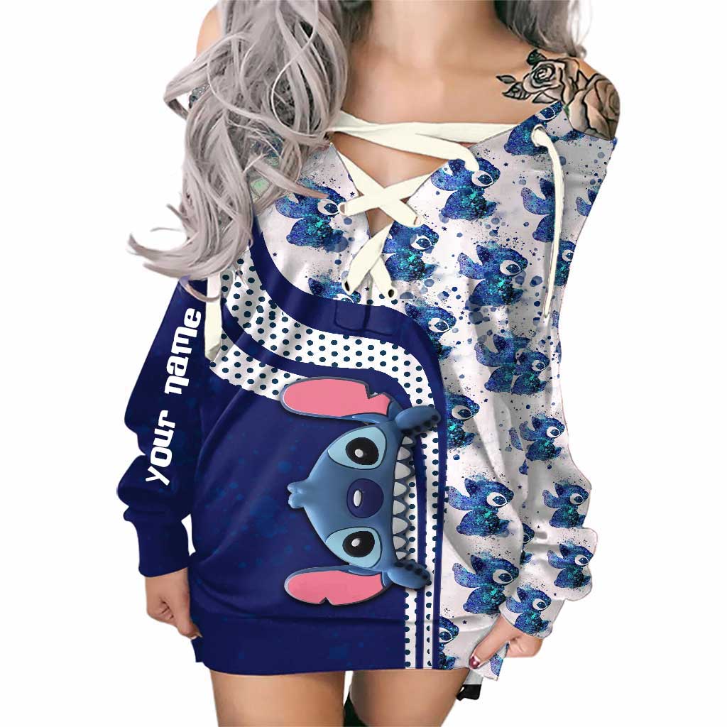 Love Ohana - Personalized Ohana Off Shoulder Long Sleeve Dress