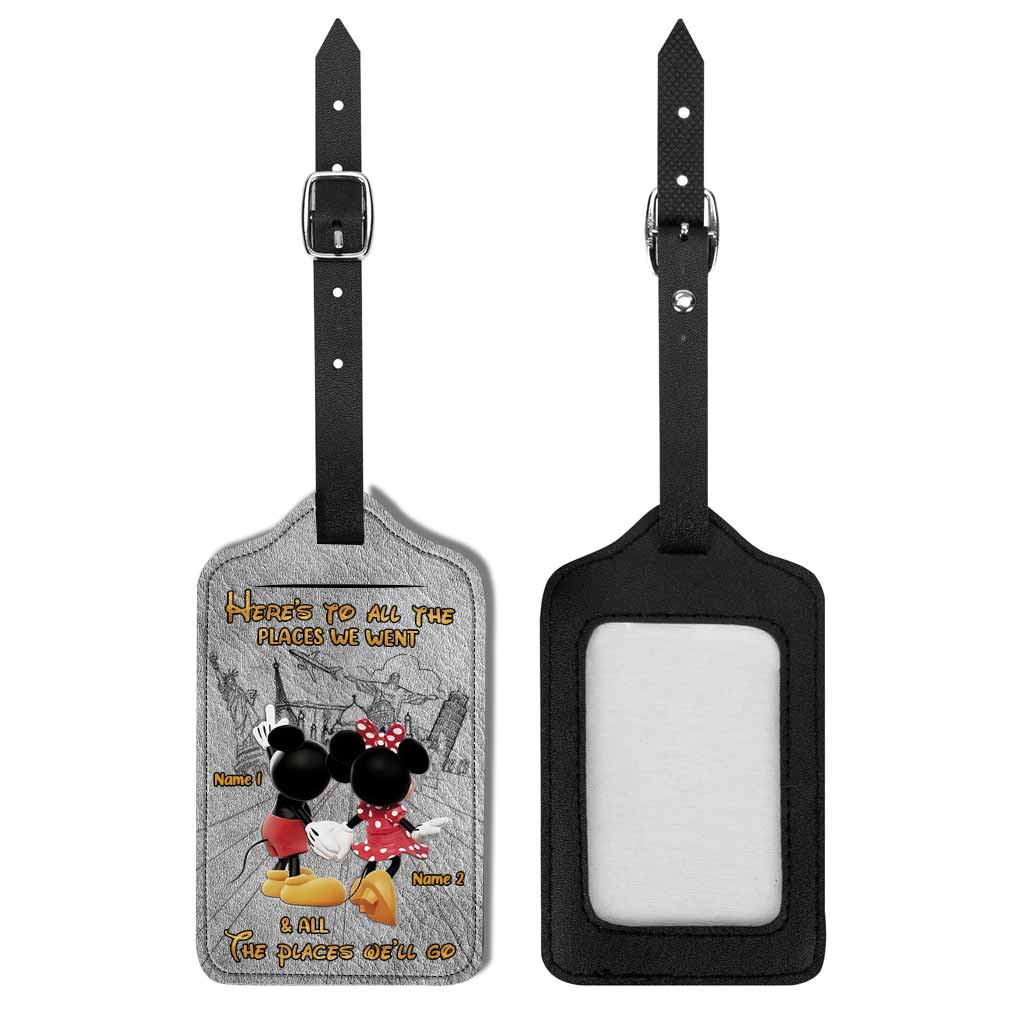 Here's To All The Places We Went - Personalized Mouse Leather Luggage Tag