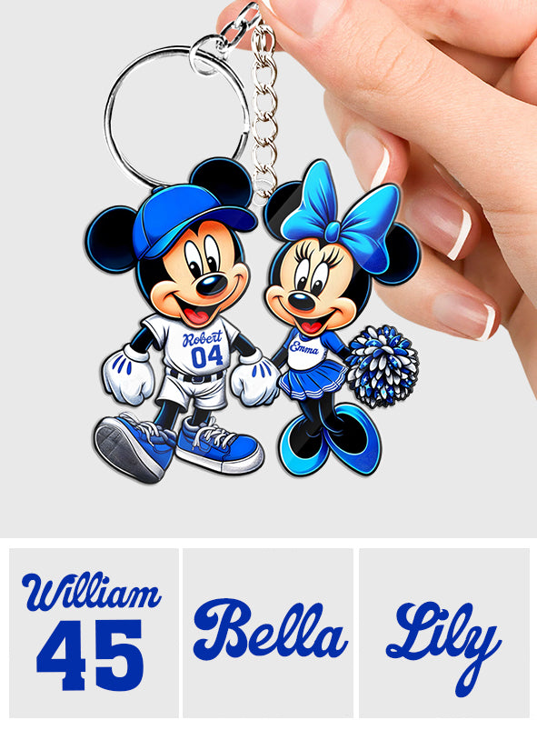 Mouse Couple Baseball - Personalized Baseball Custom Shaped Keychain