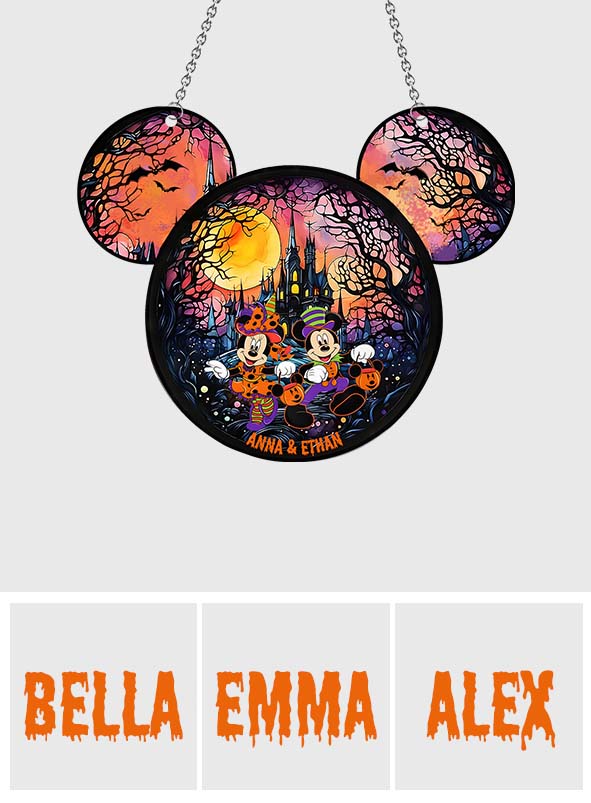 Halloween Mouse Couple - Personalized Mouse Window Hanging Suncatcher Ornament