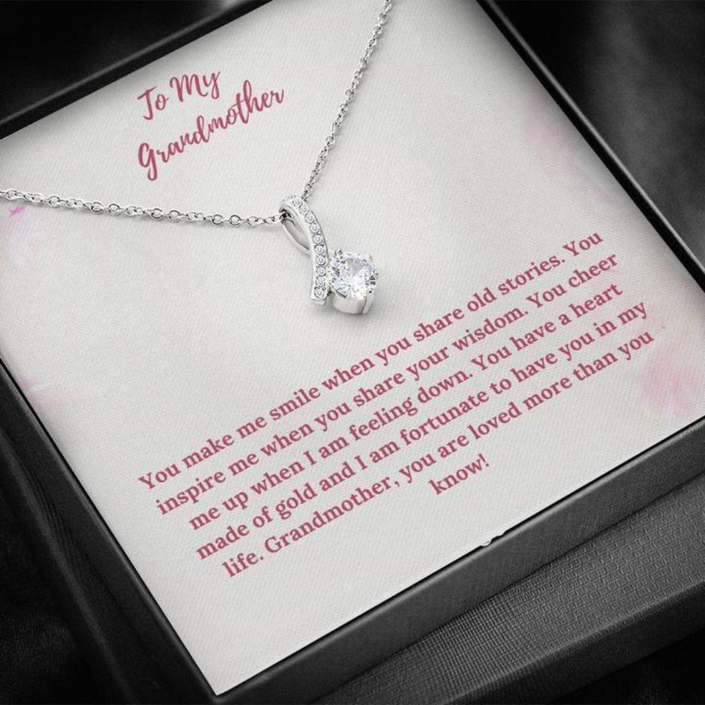 To Grandma Pink Flowers Beauty - Grandma Petite Ribbon Necklace 0921