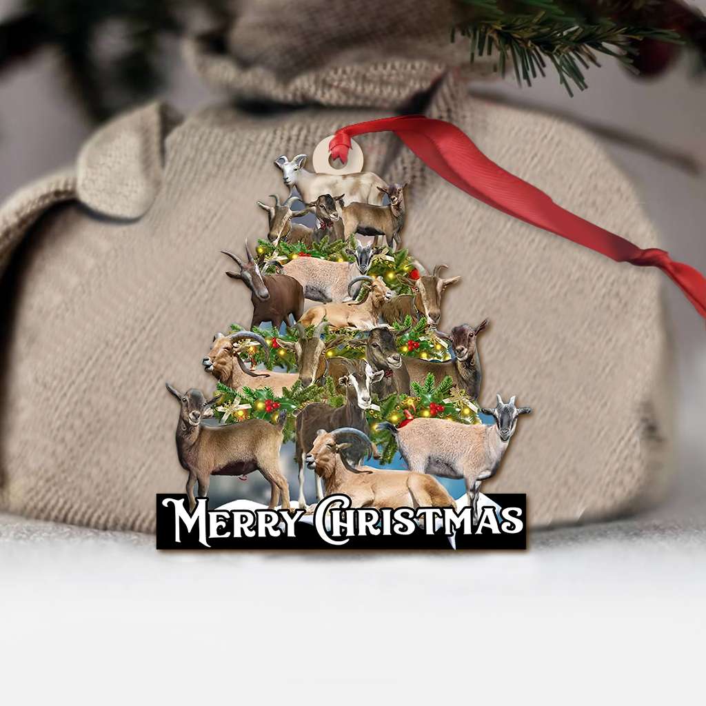 Goat Christmas Tree - Goat Ornament (Printed On Both Sides) 1122