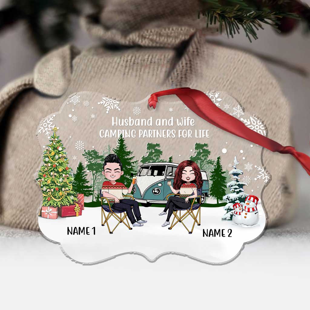 Camping Partners For Life - Personalized Christmas Camping Transparent Ornament