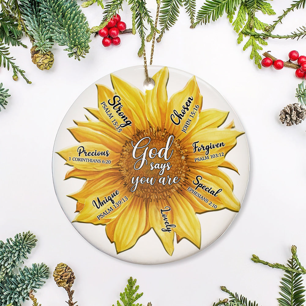 Sunflower God Says Strong - Christian Ornament (Printed On Both Sides) 1122