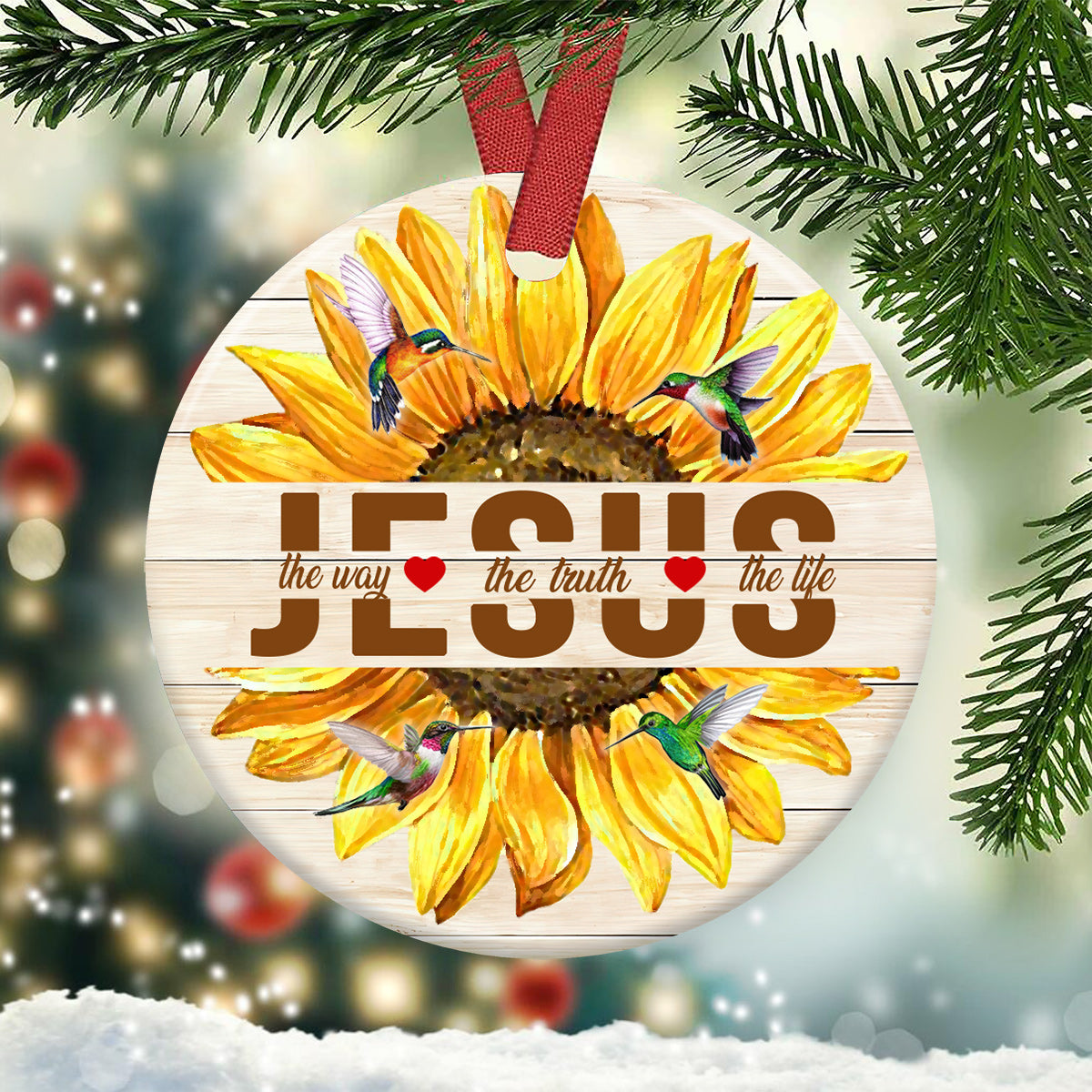 Sunflower Faith Bigger Than Your Fear - Christian Ornament (Printed On Both Sides) 1122