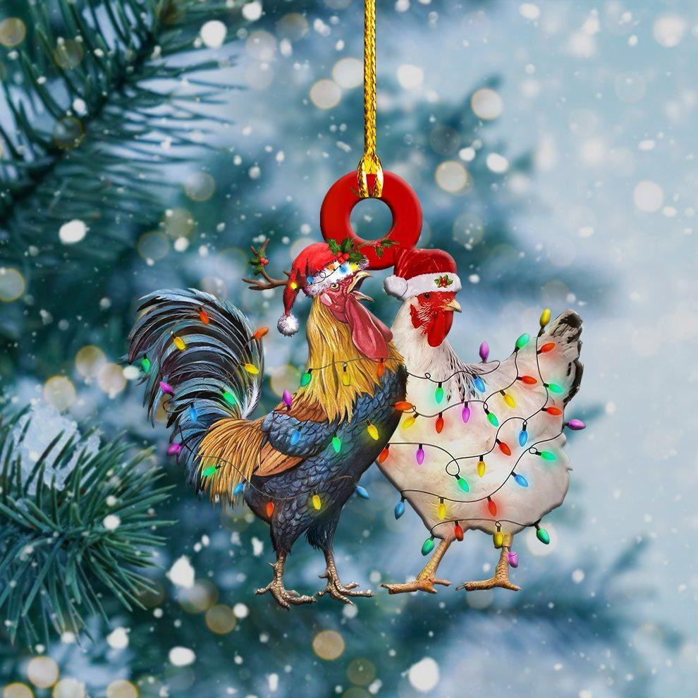 Funny Chicken Couple - Chicken Ornament (Printed On Both Sides) 1122