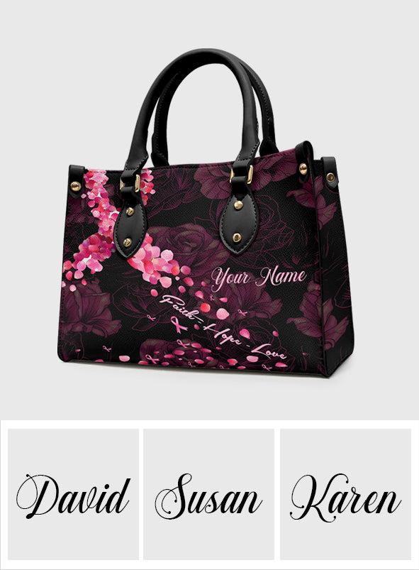 Faith Hope Love - Personalized Breast Cancer Awareness Leather Handbag
