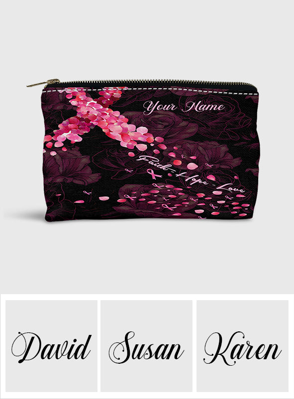 Faith Hope Love - Personalized Breast Cancer Awareness Pouch