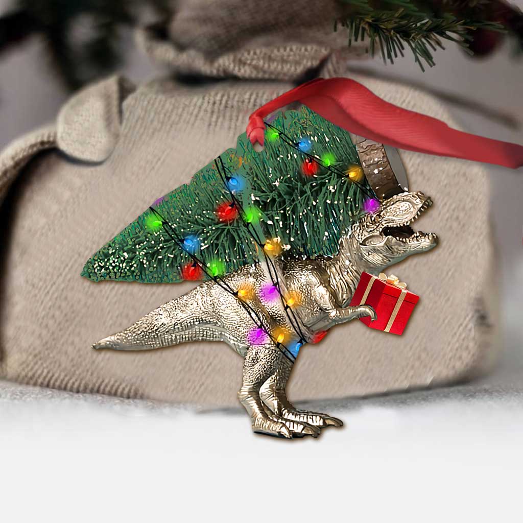 Dinosaur Christmas Tree - Ornament (Printed On Both Sides)