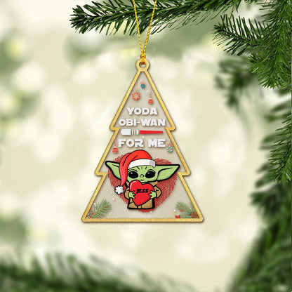 Yoda Obiwan For Me - Personalized The Force Transparent Ornament