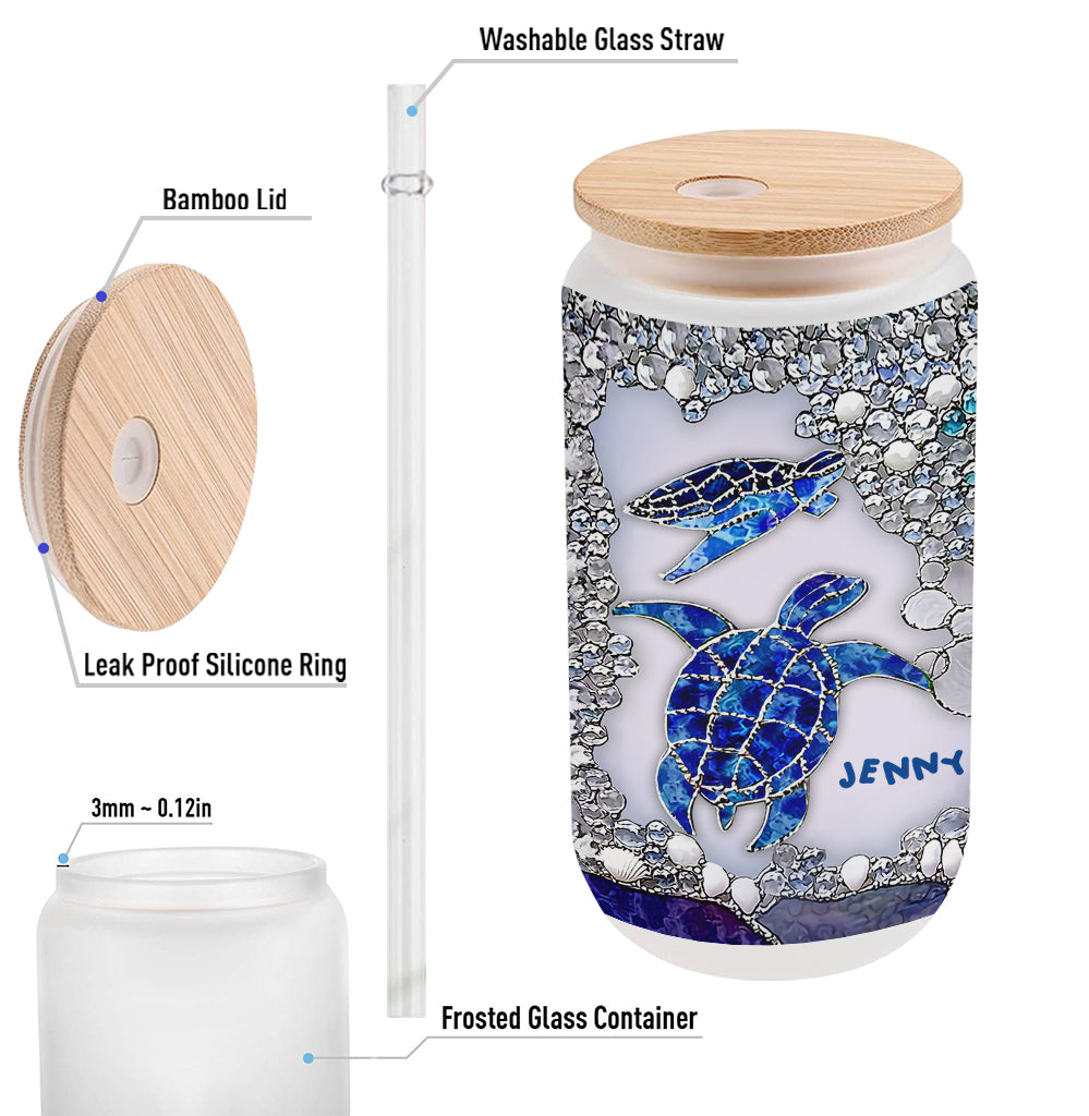 Salty Lil Beach - Personalized Turtle Can Glass