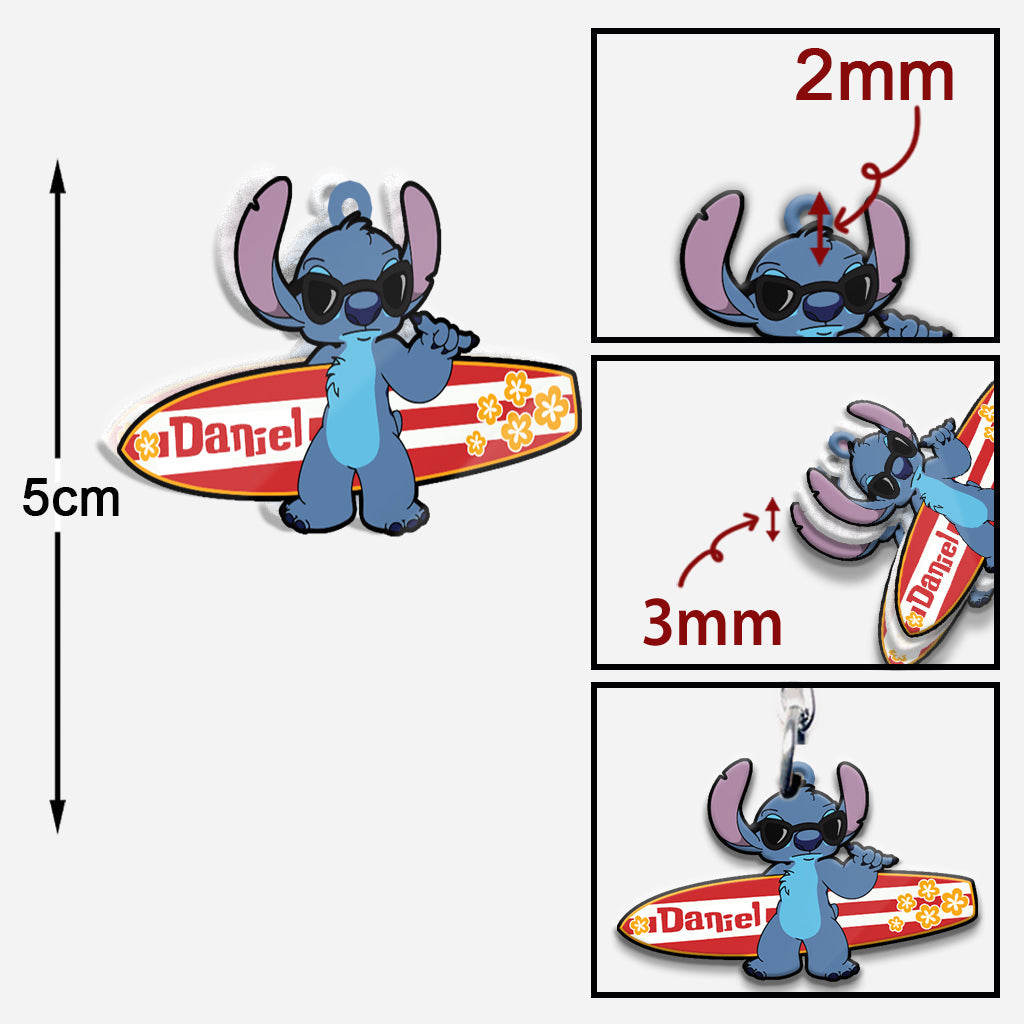 See You On The Next Wave - Personalized Ohana Keychain (Printed On Both Sides)