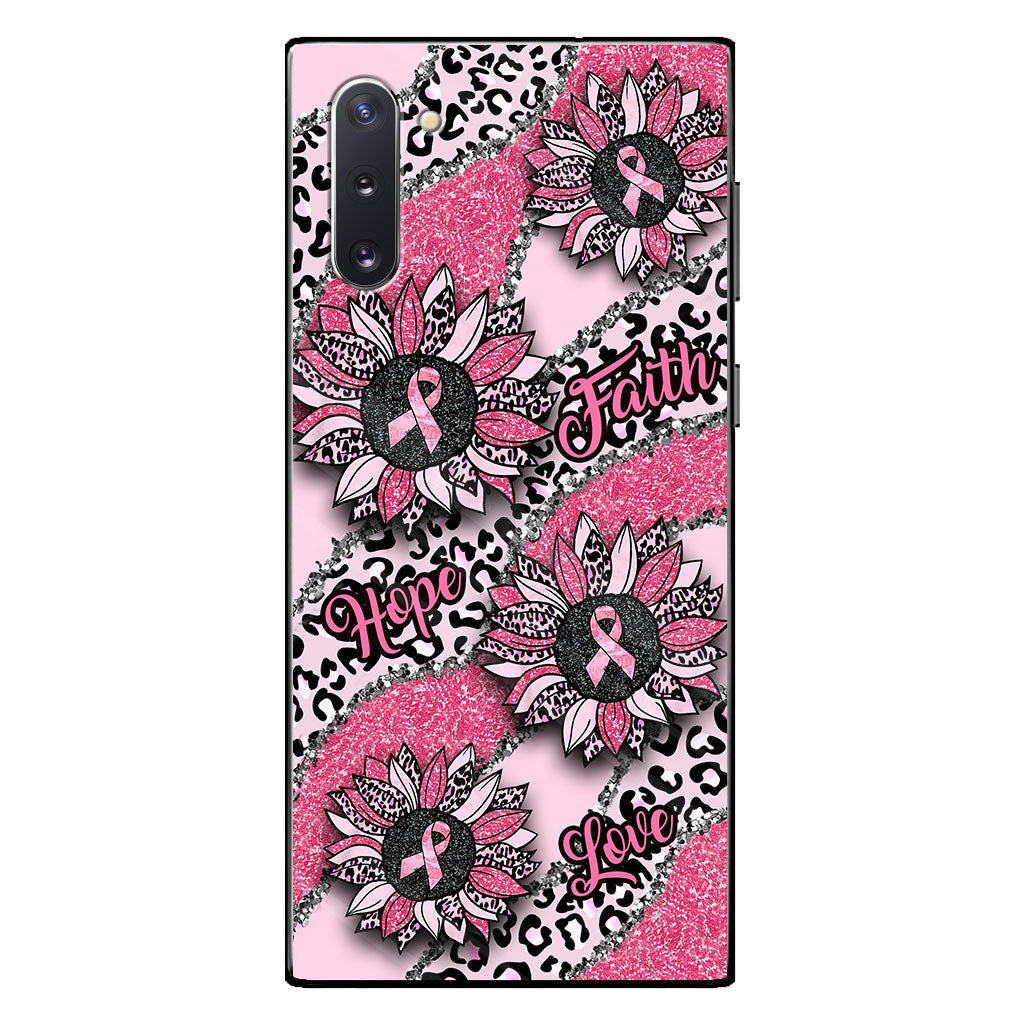 Faith Hope Love Wavy Pink Ribbon Leopard Sunflower Breast Cancer Awareness Phone Case