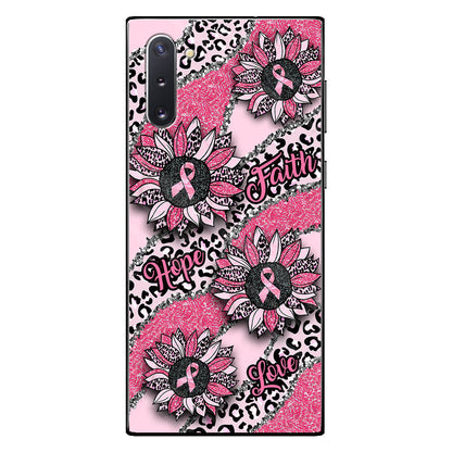 Faith Hope Love Wavy Pink Ribbon Leopard Sunflower Breast Cancer Awareness Phone Case