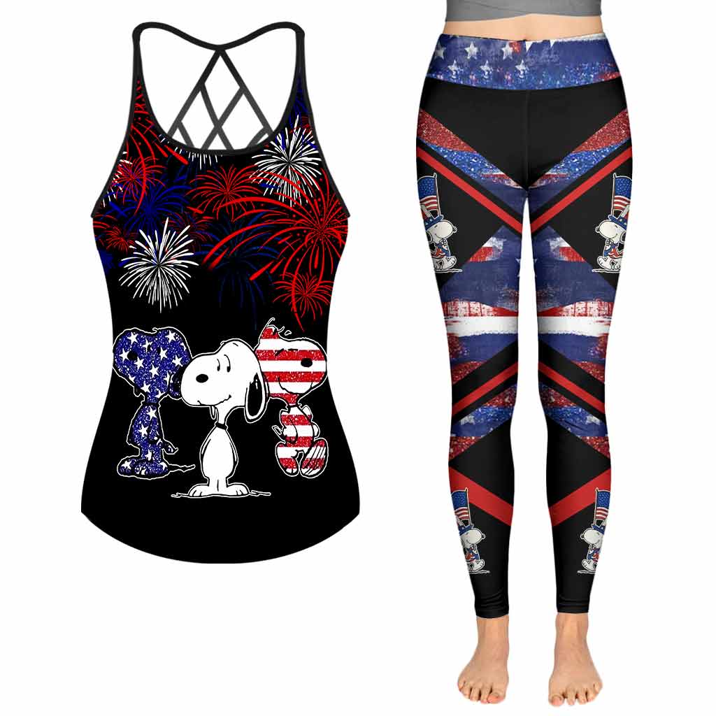 The White Dog July - Independence Day Cross Tank Top and Leggings
