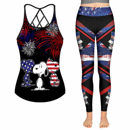 The White Dog July - Independence Day Cross Tank Top and Leggings