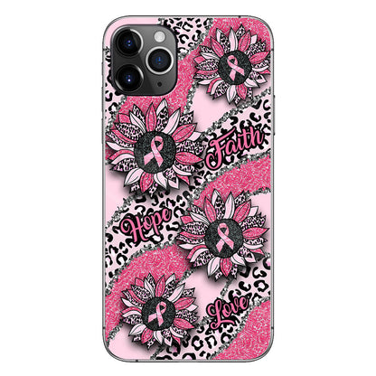 Faith Hope Love Wavy Pink Ribbon Leopard Sunflower Breast Cancer Awareness Phone Case