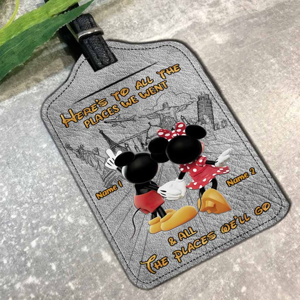 Here's To All The Places We Went - Personalized Mouse Leather Luggage Tag