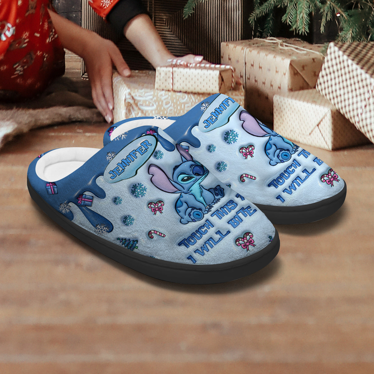 Touch This And I'll Bite You - Personalized Ohana Slippers