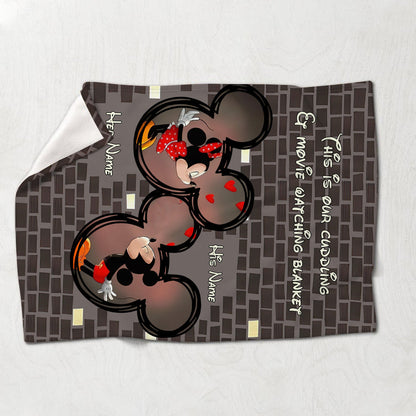 Our Cuddling & Movie Watching Blanket - Personalized Couple Mouse Blanket