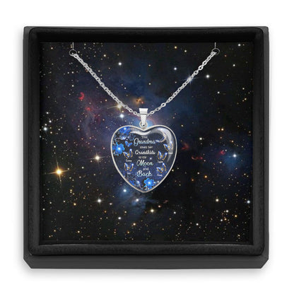 To The Moon And Back - Personalized Mother's day Grandma Heart Pendant Necklace