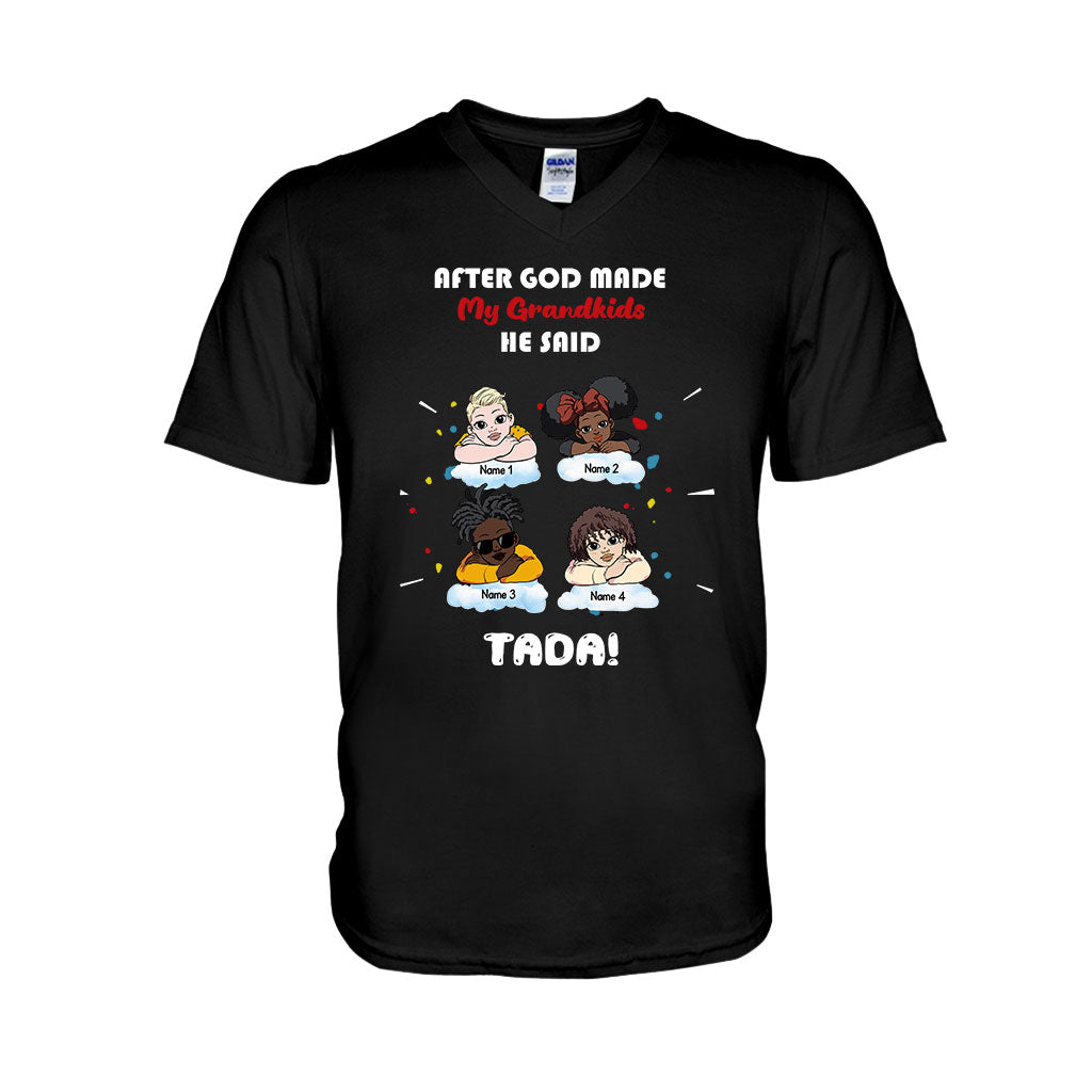 After God Made My Grandkids - Personalized Mother's Day Grandma T-shirt and Hoodie