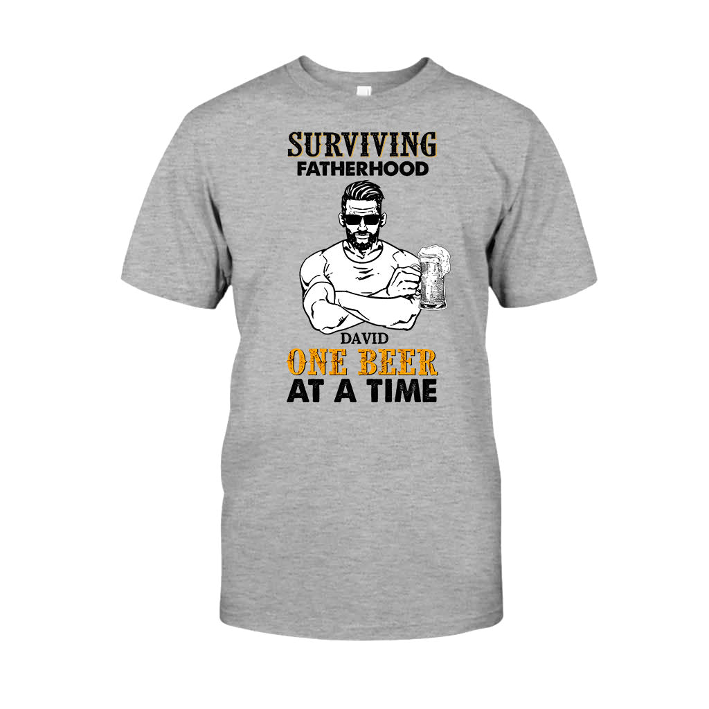 Surviving Fatherhood One Beer At A Time - Personalized Father's Day T-shirt and Hoodie