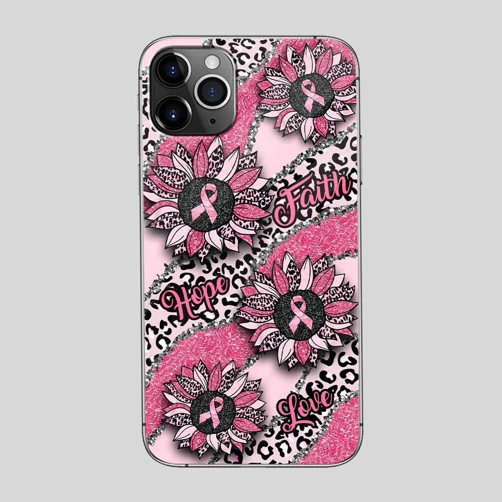 Faith Hope Love Wavy Pink Ribbon Leopard Sunflower Breast Cancer Awareness Phone Case