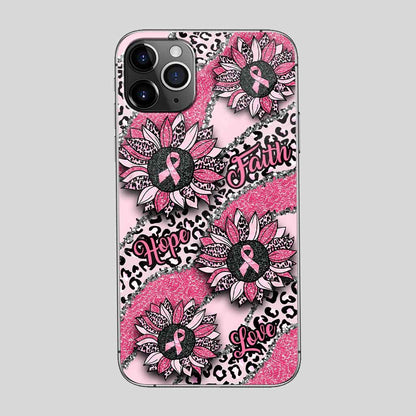 Faith Hope Love Wavy Pink Ribbon Leopard Sunflower Breast Cancer Awareness Phone Case