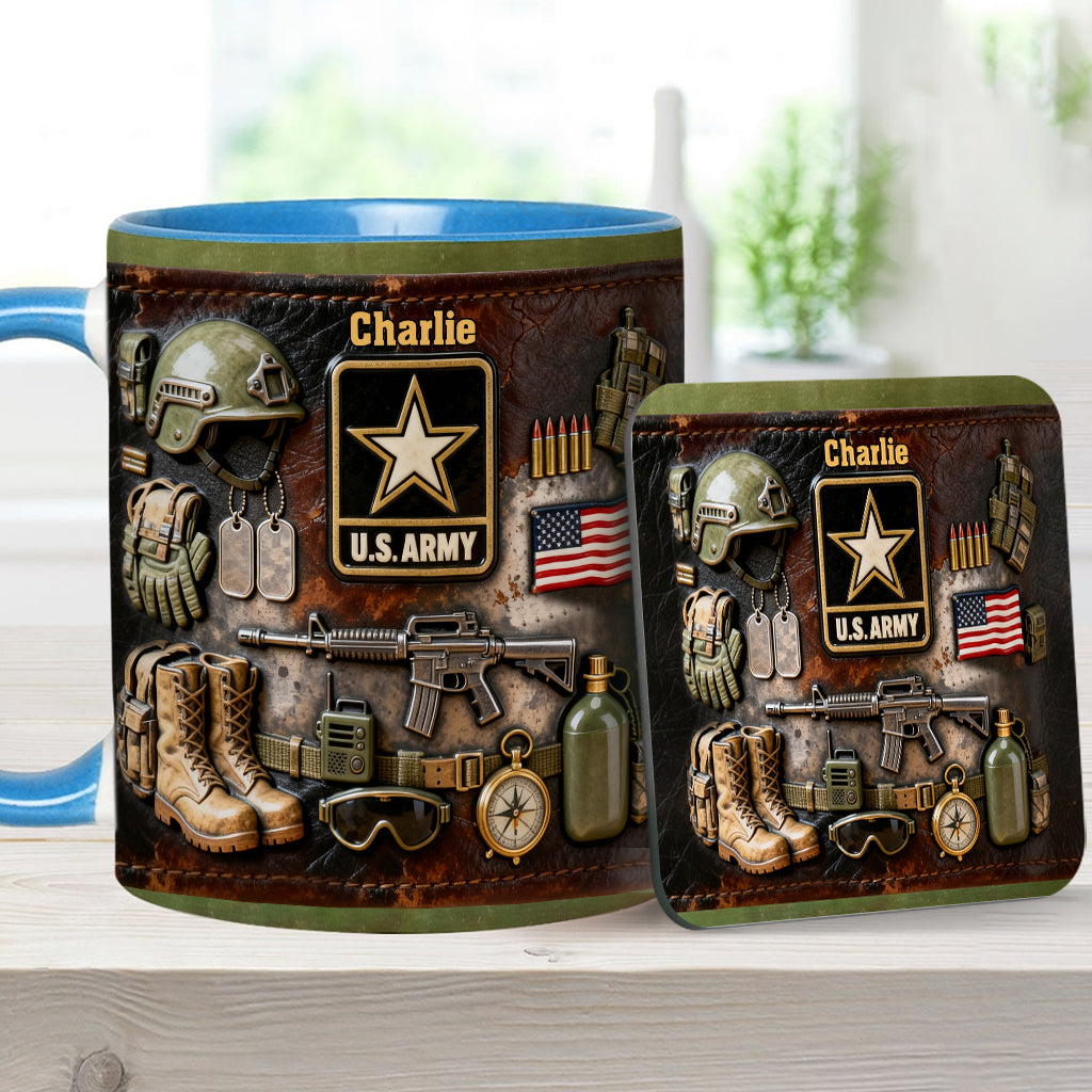 This We'll Defend - Personalized Veteran Accent Mug & Coaster