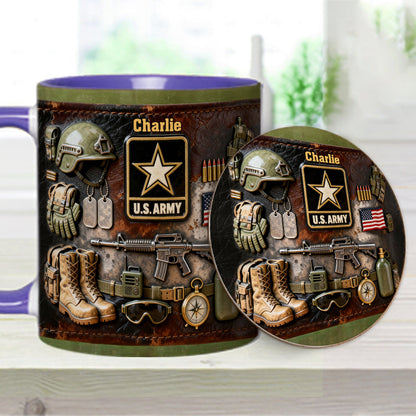 This We'll Defend - Personalized Veteran Accent Mug & Coaster