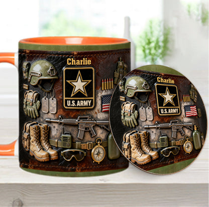 This We'll Defend - Personalized Veteran Accent Mug & Coaster