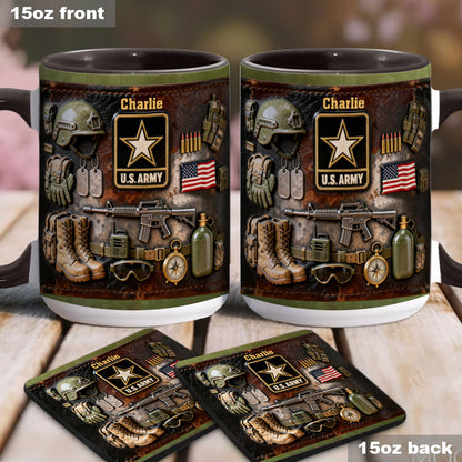 This We'll Defend - Personalized Veteran Accent Mug & Coaster
