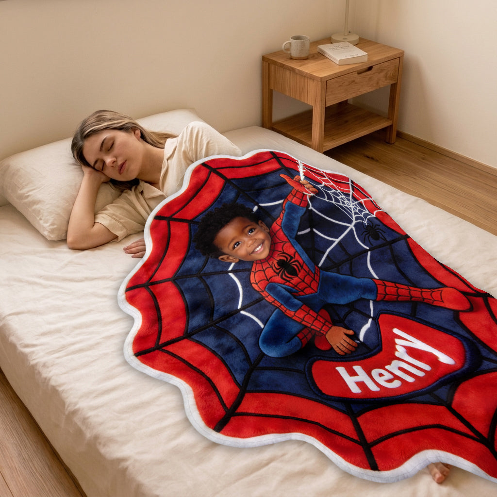 Spider Friend - Personalized Spider Shaped Fleece Blanket