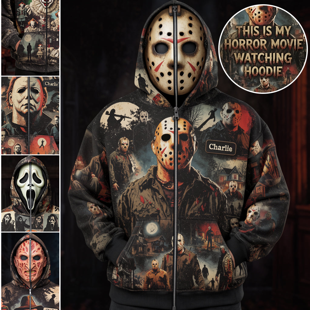 Horror Character Costume - Personalized Horror Character Full Face Zipper Hoodie
