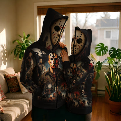 Horror Character Costume - Personalized Horror Character Full Face Zipper Hoodie