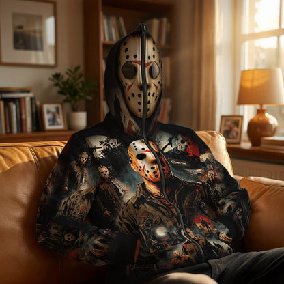 Horror Character Costume - Personalized Horror Character Full Face Zipper Hoodie