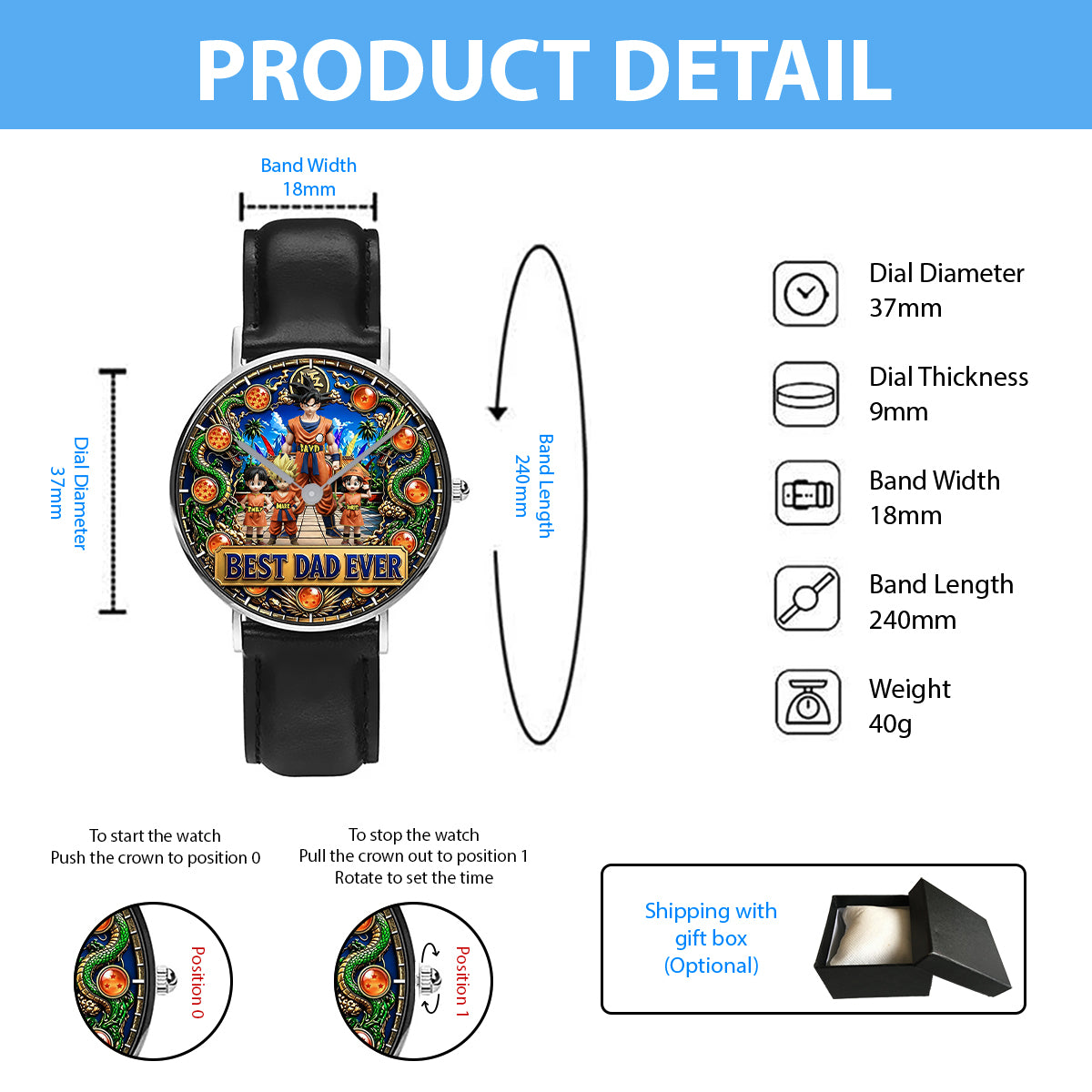 Super Dad - Personalized Seven Balls Hand Watch