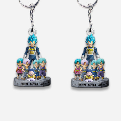 Brave Dad - Personalized Seven Balls Custom Shaped Keychain